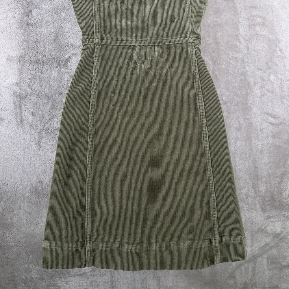 Alice + Olivia Renita Corduroy Mini Dress Womens 4 Sage Green Zip Front Pinafore - Picture 9 of 11